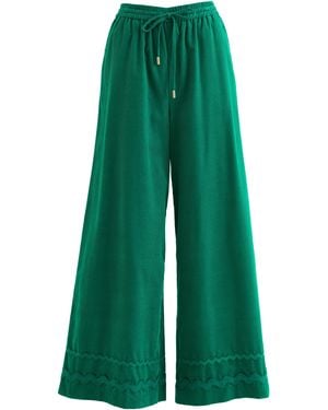 Louche River Babycord Ric Rac Trim Wide Leg Trouser - Green