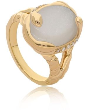 Preeti Sandhu Neutrals Selena Moonstone Cocktail Ring - Metallic