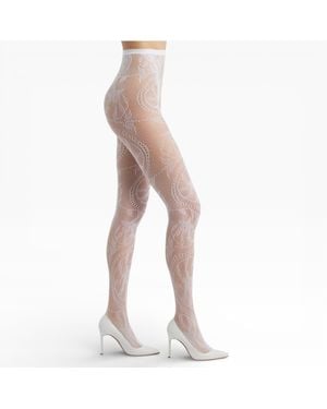 HIGH HEEL JUNGLE by KATHRYN EISMAN Noir Stem Venom Lace Tights - Natural