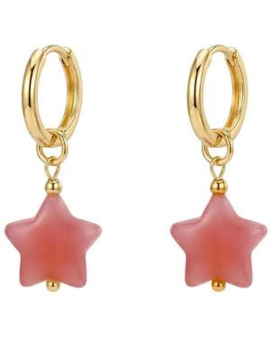 seree Harvest Jade Stone Charm Earrings - Red