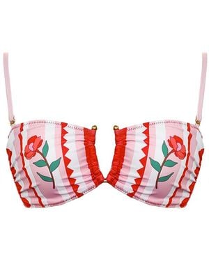 Jessie Zhao New York Jungle Rose Reversible Square Bandeau Top - Red
