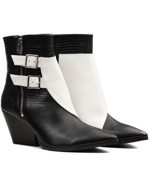 Rosamund Muir London Beatrix & Lizard Print Ankle Boots - Black
