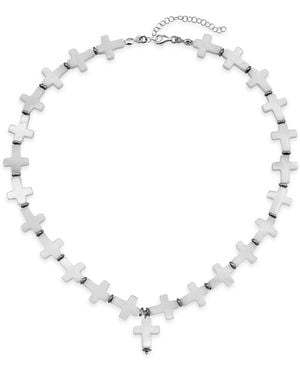 The Pheia Mother Of Pearl Cross Choker - Metallic