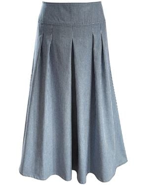 The Well Worn The Dune Skirt – Chambray Ticking Stripe - Blue