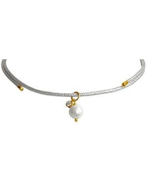 Eyeconic by Samar Ajram Pearl & Zircon Magnetic Choker - White