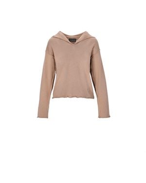 Mandragora Neutrals Cappuccino Comfy Hooded Cotton Sweatshirt - Natural