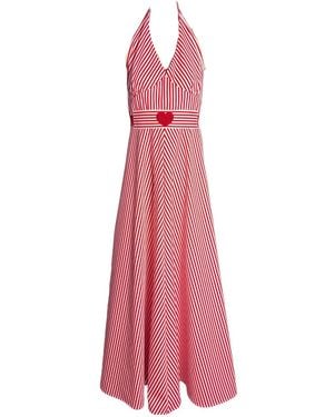 Couture to Your Door Stripped Maxi Halter Neck Dress - Pink