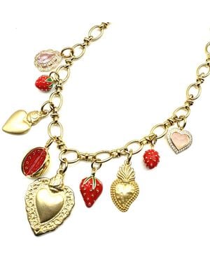 Achala Handcrafted Strawberry Heart Charm Necklace - Metallic