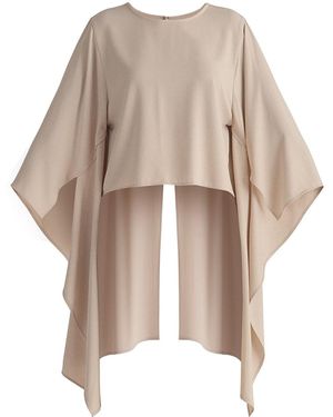 Paisie Neutrals Round Neck Cape Top - Natural