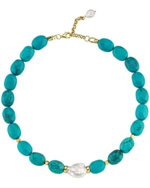 LINYA JEWELLERY Kallisti Baroque Pearl Necklace - Blue