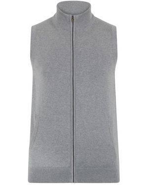 Paul James Knitwear Lightweight Cotton Zip Through Andrew Gilet - Grey