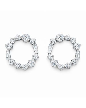 Maison De Gala Mixed-Cut Crystal Circle Earrings - Metallic