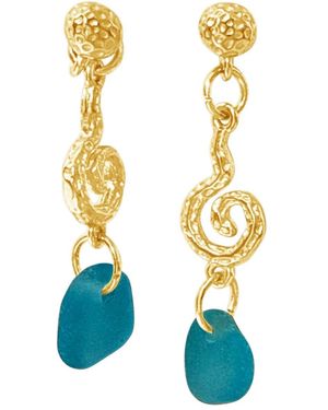 Glassy Havspiral Earrings - Blue