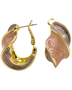 1610Istanbul Bosphorus Enamel Hoop Earrings - Metallic
