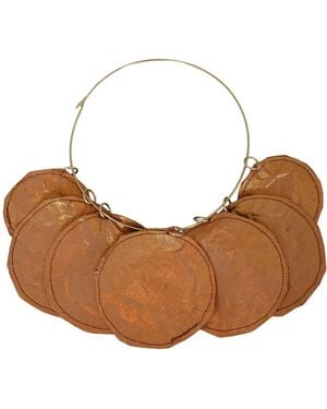 Romer Millinery Metallic Silk Disc "Coin" Choker Copper - Brown