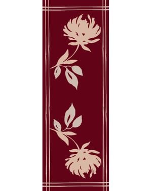 Heritagemoda Neutrals Hand-Painted Wool-Silk Scarf – Deep Burgundy With Soft Nude Floral Accents - Red