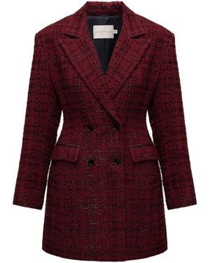 UNDRESS Petra Bordeaux Tweed Midi Blazer Dress - Red