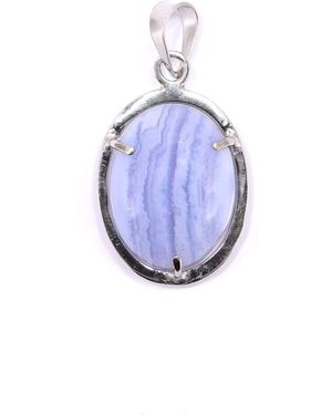 Mineralgems•Studio Chalcedony Pendant With Sterling Chain - Blue