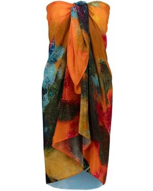 DHARA SHETH DUBAI Canvas & Chaos Abstract Print Tube-Style Sarong - Orange