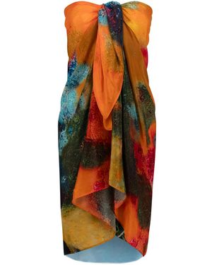 DHARA SHETH DUBAI Canvas & Chaos Abstract Print Tube-Style Sarong - Orange