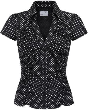 Ats the Label Marielle Polkadot Ruched Blouse - Black