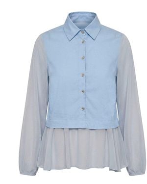 James Lakeland Powder Contrast Hem Blouse - Blue