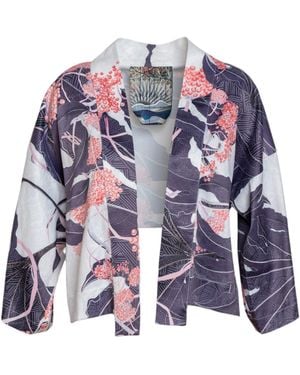 ARTISTA Berry Cropped Kimono - Blue