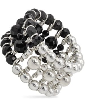 Pas De Marque Sterling Spinel Beaded Ring La Bague Duo - Black