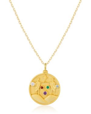 Azura Jewelry New York Gemini Zodiac Mantra Necklace Vermeil - Metallic