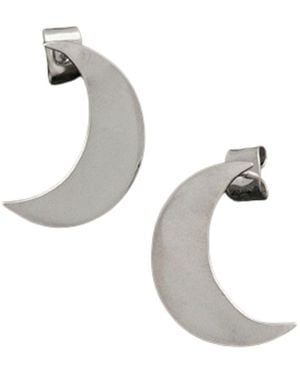 Zula Jewelry + Design Crescent Moon Stud Earrings Medium - Metallic