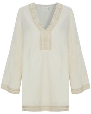 The Handloom Neutrals Positano Dress - White