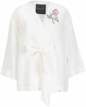 Exquise Elisa Belted Jacket - White
