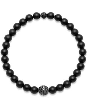 Nialaya Wristband With Matte Onyx And Cz Diamond - Black