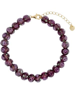 Gold Trip Autumn Rose Glass Beaded Bracelet - Metallic