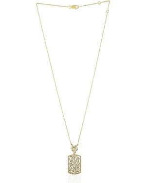 Artisan Geometric Baguette Diamond Pendant Necklace - Metallic