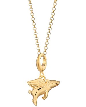 Lily Charmed Plated Flying Pig Charm Necklace - Metallic