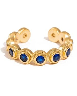 Ebru Jewelry Royal Sapphire Adjustable Plated Stackable Ring - Metallic
