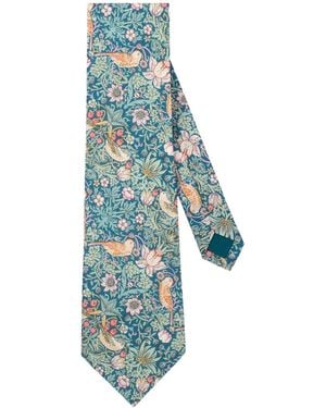 LE COLONEL Neutrals Liberty Emerald Strawberry Thief Tie - Blue