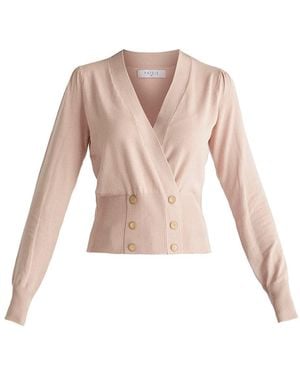 Paisie Long Sleeve Knitted Button Wrap Top - Pink
