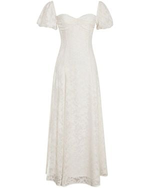 Miss Circle New York Pandora Bubble Sleeve Backless Maxi Dress - White