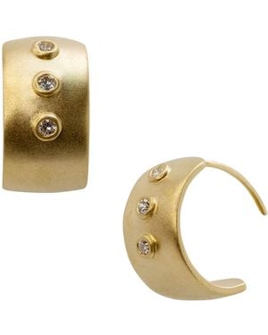 Bombyx House Meme Diamond Wide Huggie Earrings - Metallic