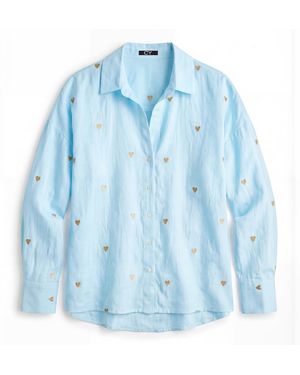 Cy Boutique Embroidered Heart Cotton Shirt - Blue