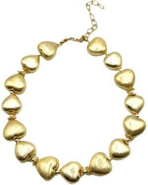 Achala Handcrafted Puffy Heart Necklace - Metallic