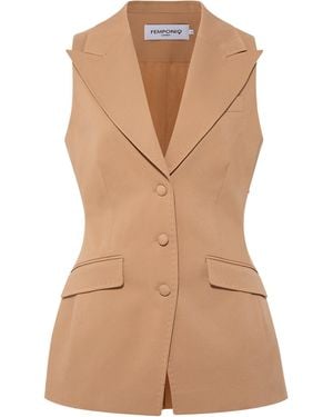 Femponiq Sleeveless Tailored Blazer - Brown