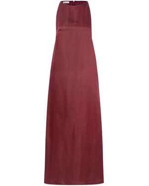 Silk and Bears Aurora Garnet Rouge Hand-Dyed Mulberry Silk Maxi Dress - Purple