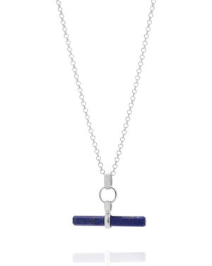 Nellou Jewellery Lapis T Bar Necklace Sterling - White