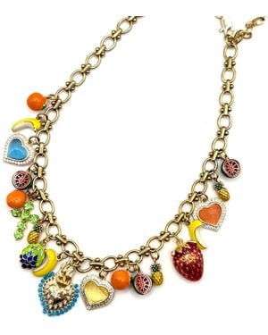 Achala Handcrafted Tutti Frutti Charm Necklace - Metallic