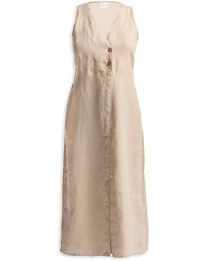 REISTOR Neutrals Straight Dress With Front Slit - Natural