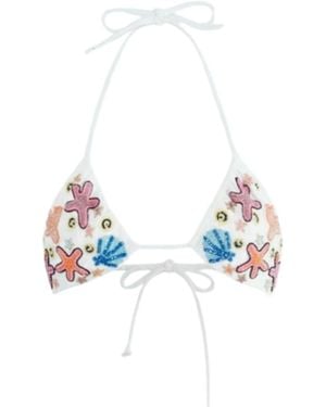 Oceanus Marissa Hand Embroidered Luxe Bikini Top - White