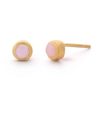 Nellou Jewellery Mini Gem Dot Birthstone Earrings Plated Sterling - Pink